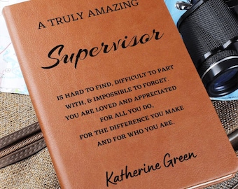 Personalized Supervisor Journal, Difference Maker Journal, Custom Name Leather Journal, Gift for a Supervisor, Appreciation Gift, Birthday