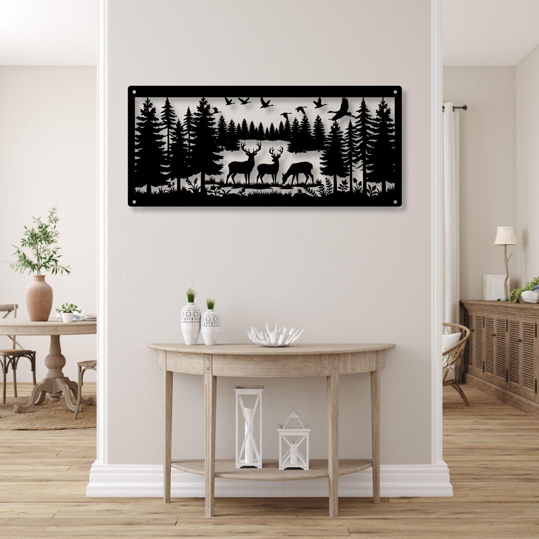 Deer Family Wall Art Decor, Living Room Decor, Wildlife Wall Art ...