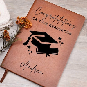 Personalized Graduation Journal, Leather Journal, Name Journal, Daughter Gifts, Congratulations Notebook for Graduates, Grad Gift Idea