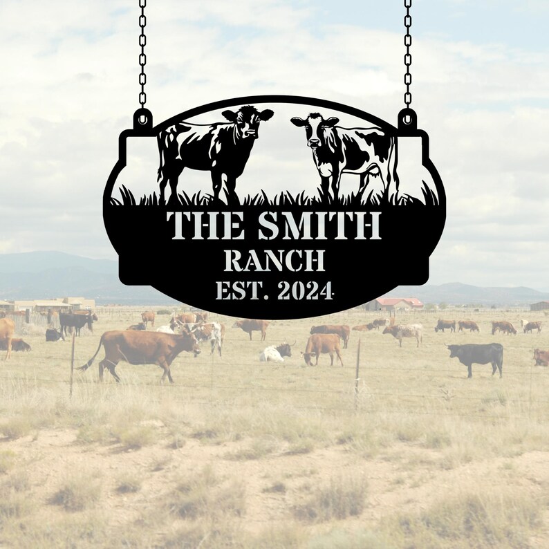 Baker Ranching Signs Personalized Metal Farm Sign, Metal Gates Sign, Cattle Ranch Sign, Farm ...