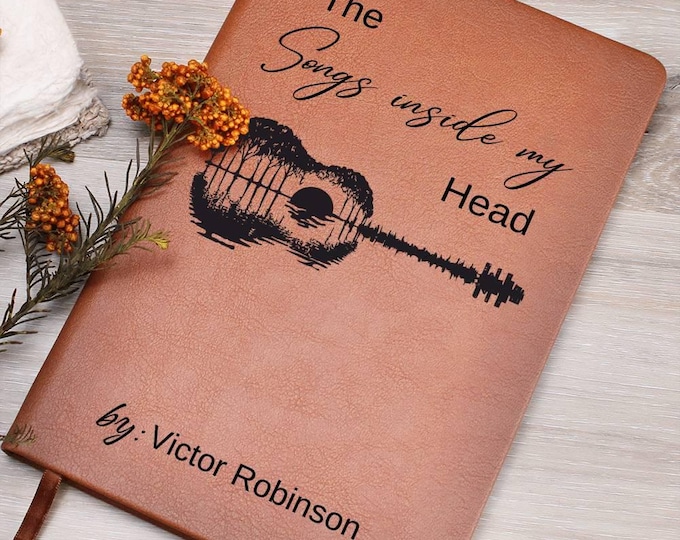 Custom Songwriter Vegan Leather Journal, Guitar Design