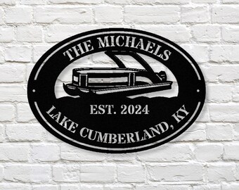 Custom Pontoon Boat Metal Sign, Lake House Decor, Boating Gift