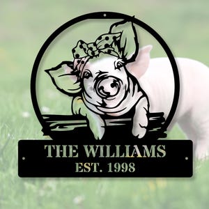 Custom Pig Metal Wall Sign, Pig Farm, Pig Wall Art, Farmhouse Decor, Rustic Metal Pig Decoration, Personalized Pig Gift, Metal Animal Sign