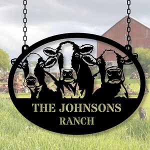 Cattle Farm Ranch Sign, Farm Metal Address Sign, Personalized Barn Metal Sign, Ranch Address Plaque, Farmhouse Hanging Sign, Farm Address