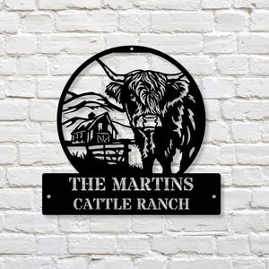 Custom Highland Cow Sign, Farmhouse Decor, Rustic Wall Art, Ranch Metal Cattle Sign, Highland Cow Decor, Animal Wall Art, Cow Lover Gift