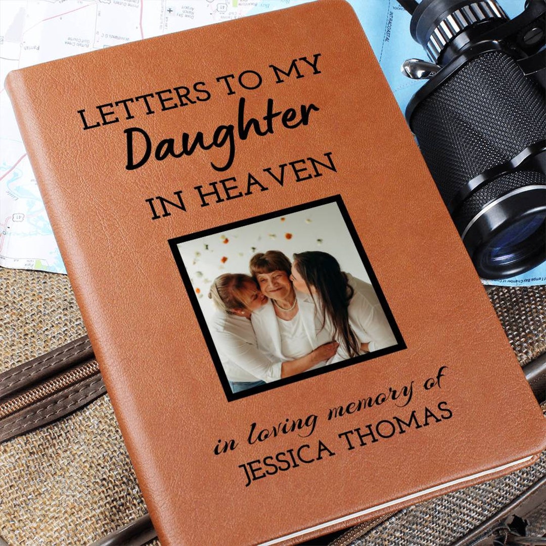Daughter Remembrance Photo Leather Journal, Daughter in Heaven Gift