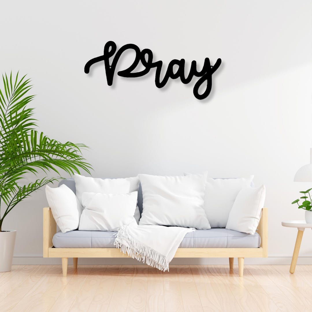 Pray Script Metal Wall Sign, Religious Decor, Inspirational Metal Art ...