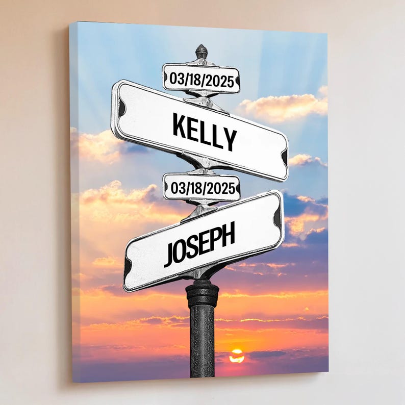 Personalized Family Names and Dates Canvas Sign, Vintage Street Sign ...