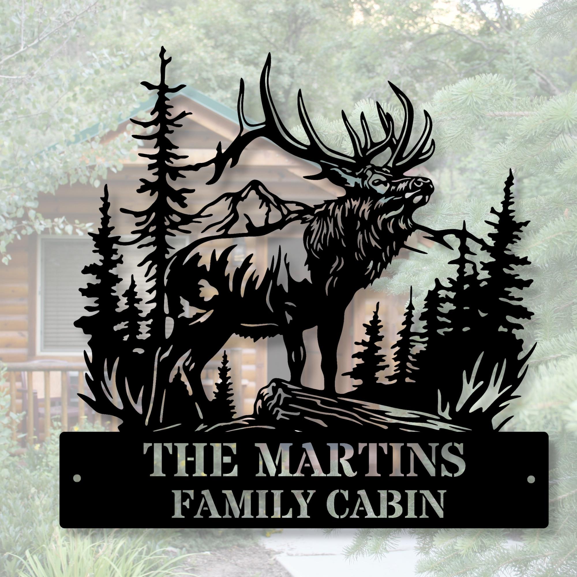 Custom Elk Metal Sign, Elk Wall Art, Wildlife Decor, Elk Address Sign, Outdoor Indoor Elk Wall Decor, Last Name Wall Sign, Elk Lodge Decor