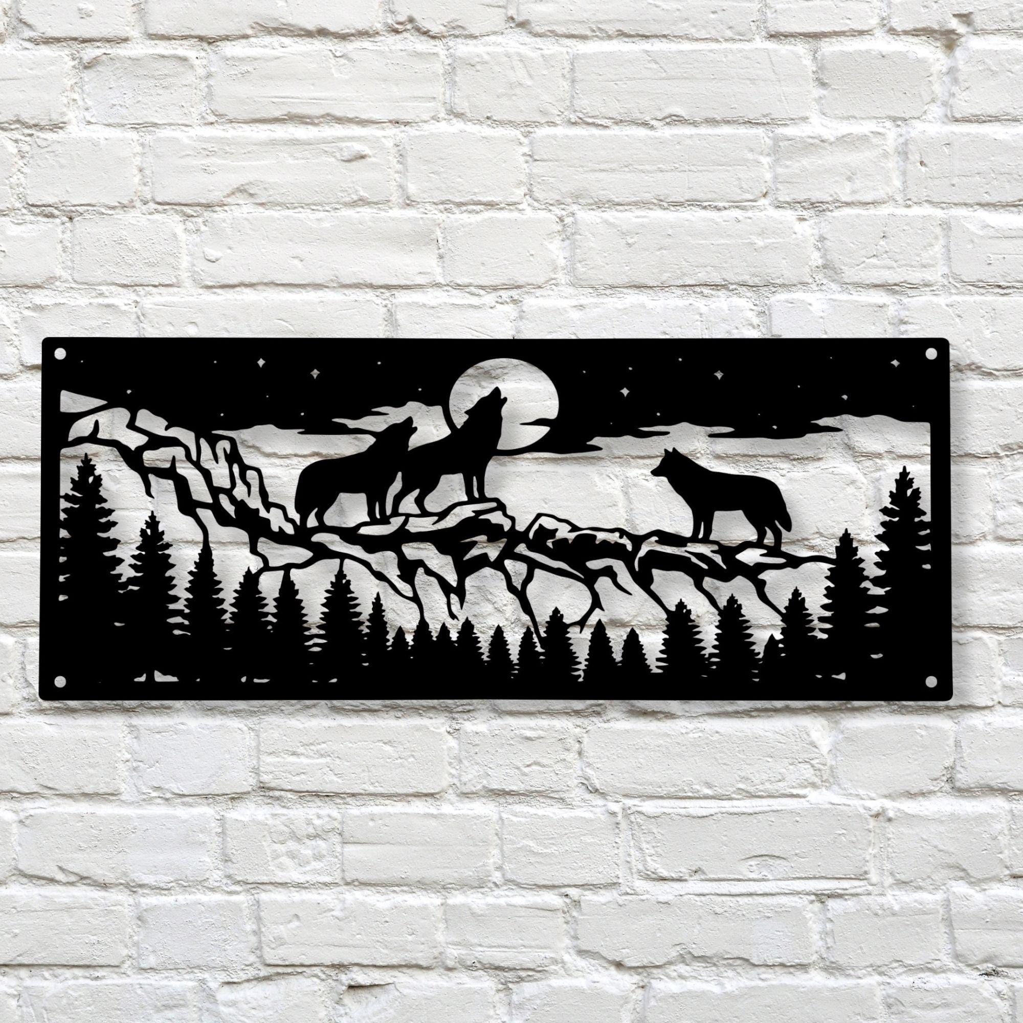 Wolves Pack Metal Wall Art Decor, Wildlife Lover Gifts, Animal Wall ...