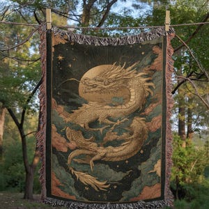 Dragoncore Woven Blanket, Dragon Blanket, Fantasy Throw Blanket, Gothic Home Decor, Dragon Lover Gift, Mythical Creature Blanket image 6