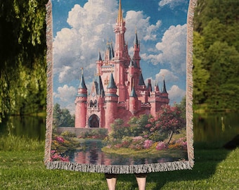Castle Cottagecore Woven Blanket, Fairytale Throw Blanket, Aesthetic Cozy Blanket, Medieval Castle Decor, Fairycore Home Decor Gift