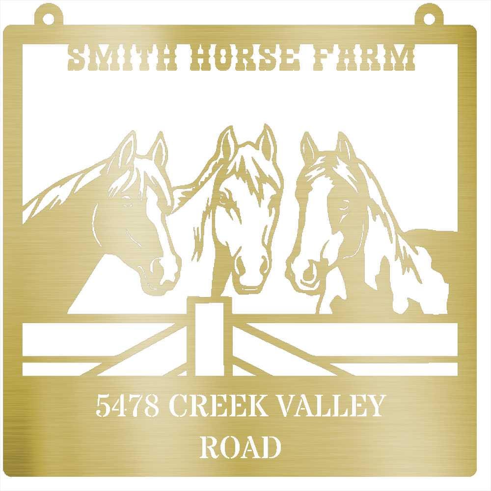 Horse Farm Address Metal Sign, Customized Ranch Metal Sign, Rustic ...