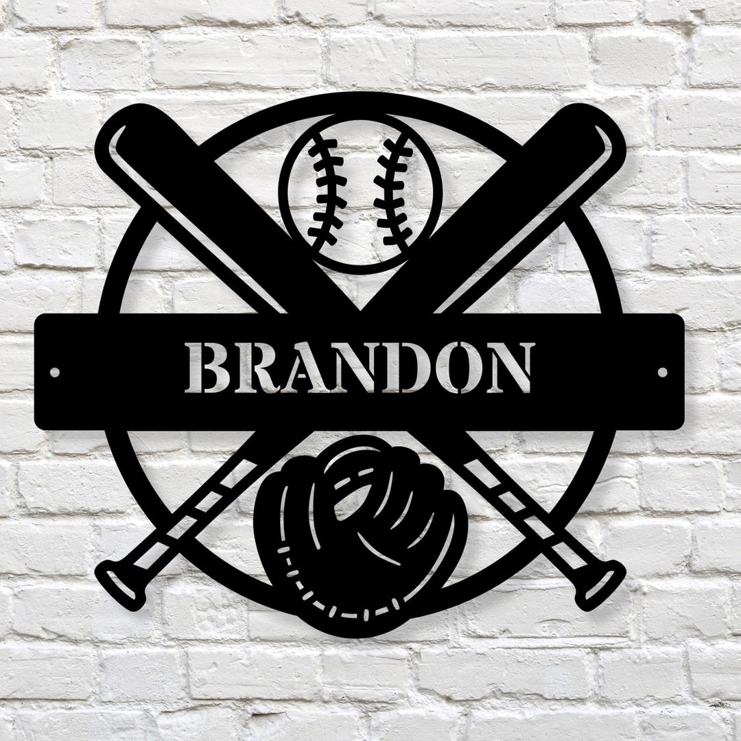 Simple Metal Baseball Sign Personalized Baseball Metal Sign, Custom Baseball Gift, Grandkids Gift ...