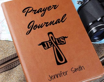 Personalized Prayer Journal Notebook, Christian Vegan Leather Journal