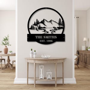 Custom Cabin Metal Art Sign, Farmhouse Gift, Mountain House Sign, Family Name Sign, Lake House Sign, Address Sign, Indoor Outdoor Hanging