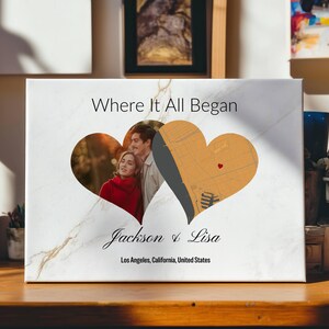 Where It All Began Custom Star Map, Personalized Photo Canvas Wall Art, Anniversary Gift, Wedding Gifts, Unique Memory Art, Couples Gifts