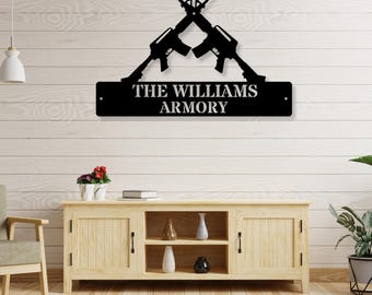 Custom Armory Metal Sign, Personalized Armory Name Sign, Man Cave Decor, Metal Wall Decor, Custom Armory Wall Art, Veteran Gift, Papa Gifts