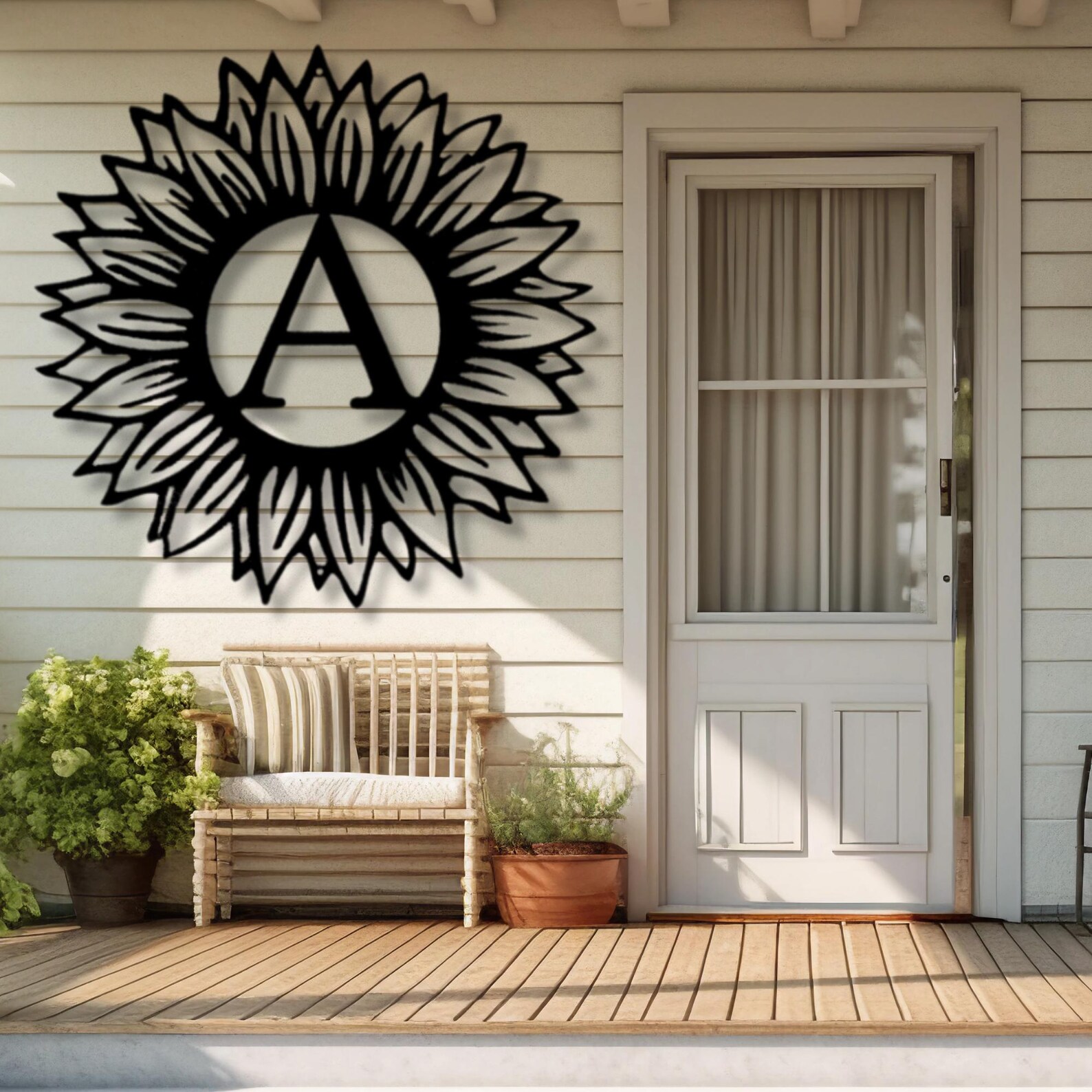 Custom Sunflower Initial Metal Sign, Farmhouse Metal Sign, Country ...