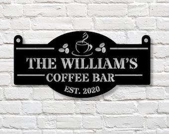 Custom Coffee Shop Metal Sign, Personalized Coffee Shop Metal Sign, Coffee Shop Sign,Coffee Sign for Home Kitchen, Coffee Lover Gift