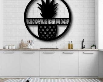 Personalized Pineapple Metal Art Sign, Welcome Decor, Last Name Signs