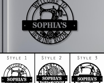 Personalized Sewing Room Metal Sign, Custom Craft Room Decor