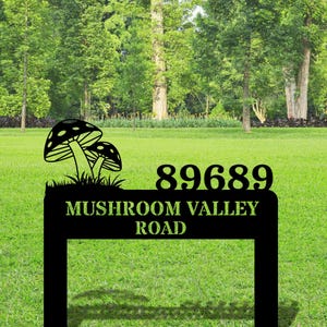 Custom Home Number Address Stake Sign, Personalized Mushroom Themed Signage Sign, Custom House Number Garden Stake, Outdoor Address Sign