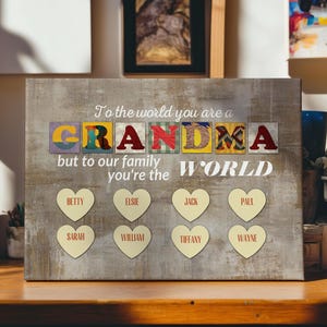 Custom Canvas Wall Art, Mother&#39;s Day Gifts, Gifts For Mom, Grandkids Name Sign, Birthday Gifts For Grandma, Personalized Names Canvas Art