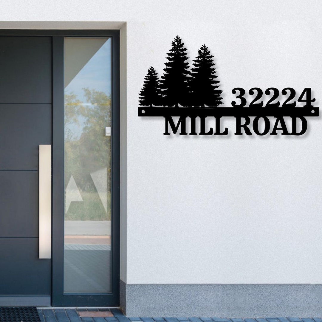Tree Address Custom Metal Address Sign, Pine Tree Decoration, Personalized Driveway ...