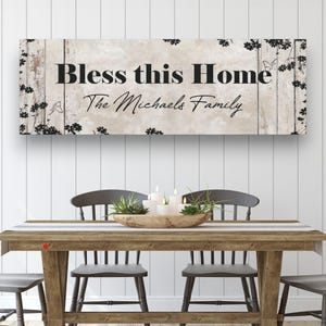 Bless This Home Family Canvas Sign, Housewarming Gift, Inspirational Art, Family Quote Canvas,  Living Room Wall Decor, Blessing Quote Art