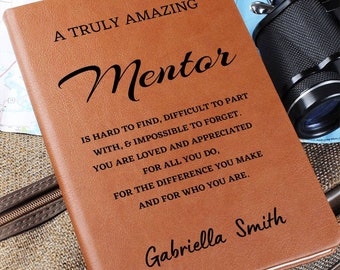 Personalized Mentor Journal, Difference Maker Journal, Custom Name Leather Journal, Gift for a Mentor, Appreciation Gift, Birthday Gift