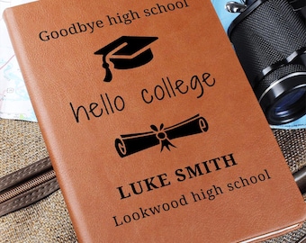 Graduation Journal Gift, Custom Grad Gift, Leather Journal Student Gift, Daughter, Son or Niece Gifts, High School or College Grad Gifts