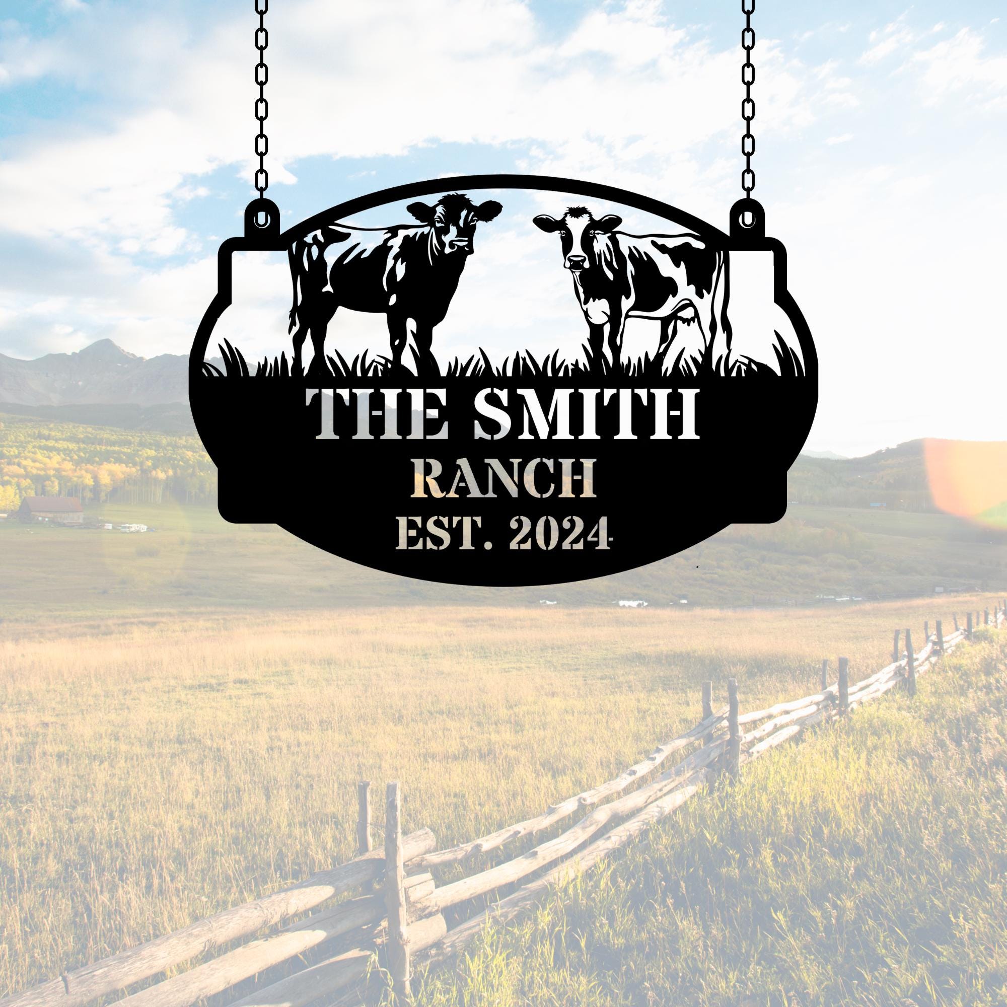 Waterjet Signs Personalized Metal Farm Sign, Metal Gates Sign, Cattle Ranch Sign, Farm ...