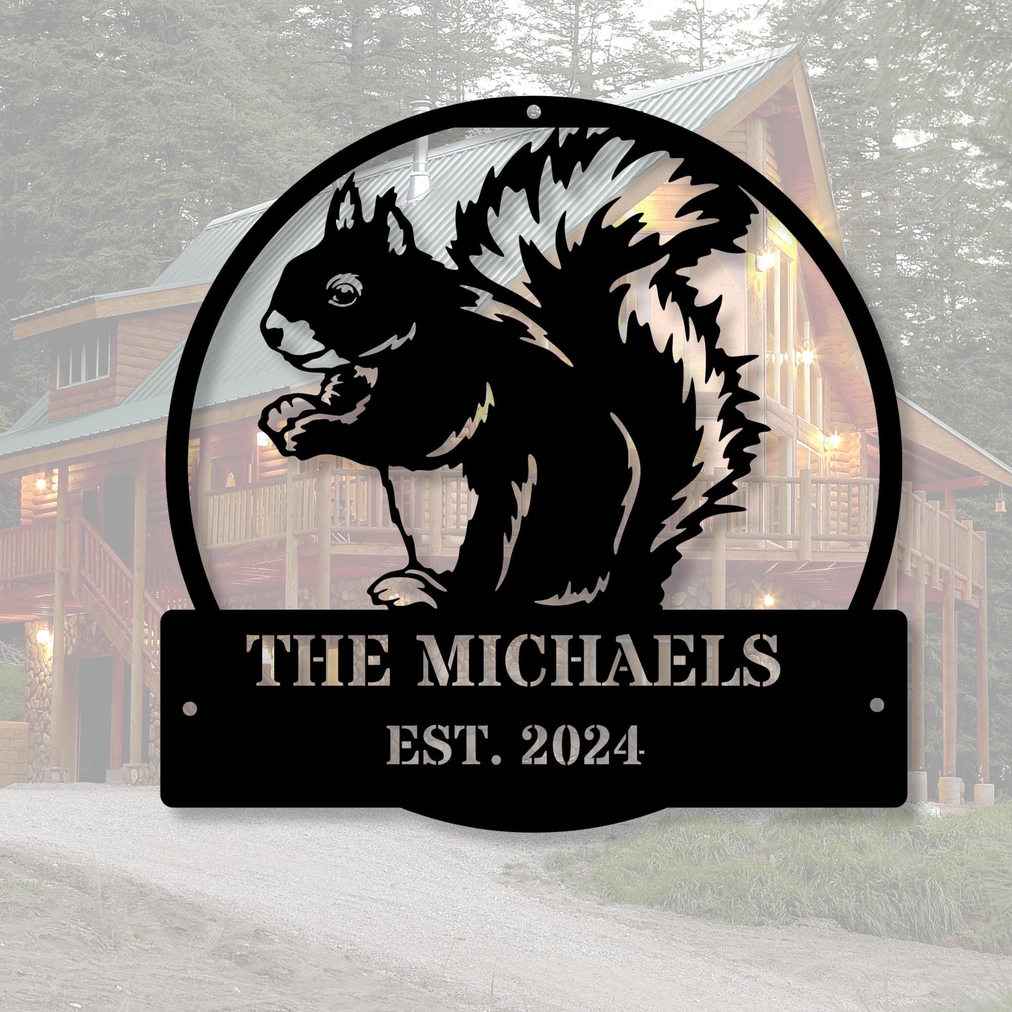 Squirrel Rave Sign Personalized Squirrel Metal Wall Sign, Custom Name Metal Sign, Squirrel ...