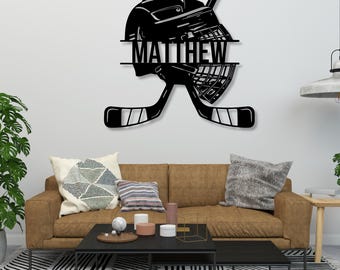 Custom Ice Hockey Metal Sign, Son's Personalized Ice Hockey Decor, Sports Fan Gift, Hockey Player Gift, Man Cave Sign, Ice Hockey Wall Art