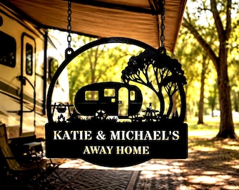 Personalized Camper Metal Sign, Custom Camping Monogram, USA Made
