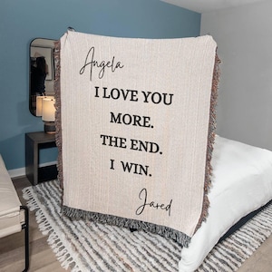 Personalized Name I Love You More Woven Blanket, Anniversary Blanket Gift For Wife, Funny Valentine Gift Woven Throw, Custom Wedding Gift