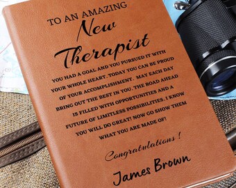 Personalized Vegan Leather Journal, Therapist Graduation Gift