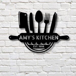 Personalized Kitchen Wall Decor, Established Sign, Outdoor Indoor Kitchen Sign, Mother&#39;s Day Gift, Kitchen Wall Sign with Names, Mom Gifts