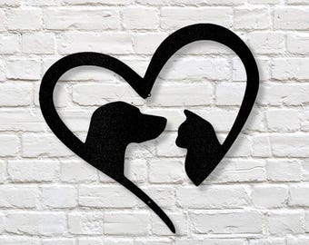 Pet Love Metal Sign, Pet Lover Wall Art, Animal Wall Decor, Metal Pet Sign, Custom Pet Gift, Home Decor for Pet Lovers, Cat Dog Love Sign