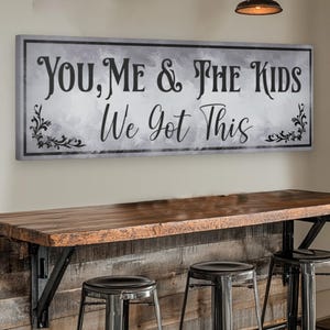 You, Me And The Kids Canvas Sign, Personalized Living Room Wall Decor, Wall Decor Sign, Home Slogan Decor, You Me Us Decor, Kids Room Sign