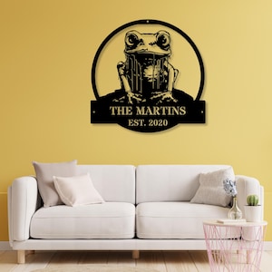 Personalized Frog Metal Sign, Frog Name Wall Art, Metal Frog Decor, Nature Decor, Rustic Frog Sign, Garden Wall Art, Frog Lover Gift