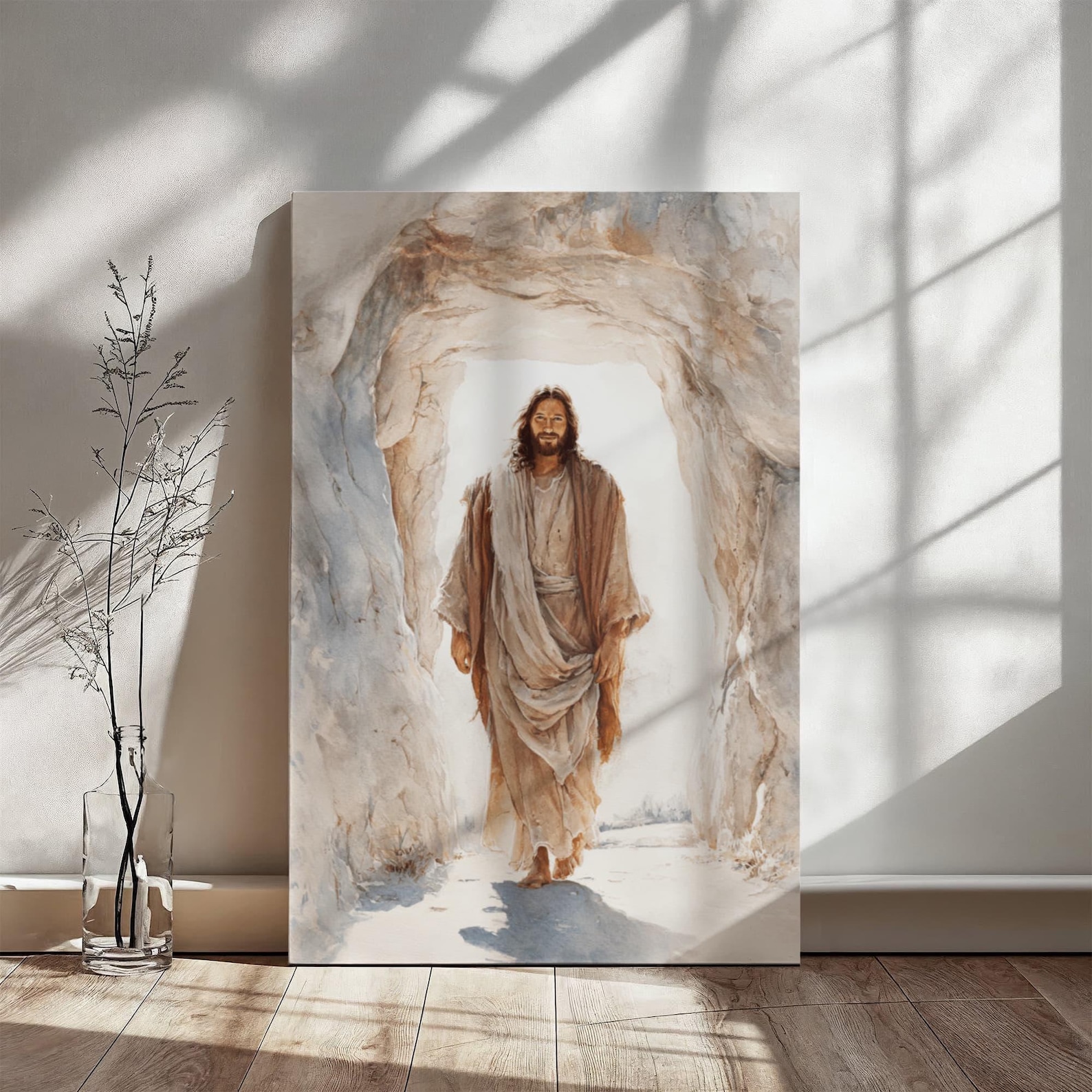 Jesus Walking Out of Tomb Canvas, Easter Themed Art, Resurrection Wall ...