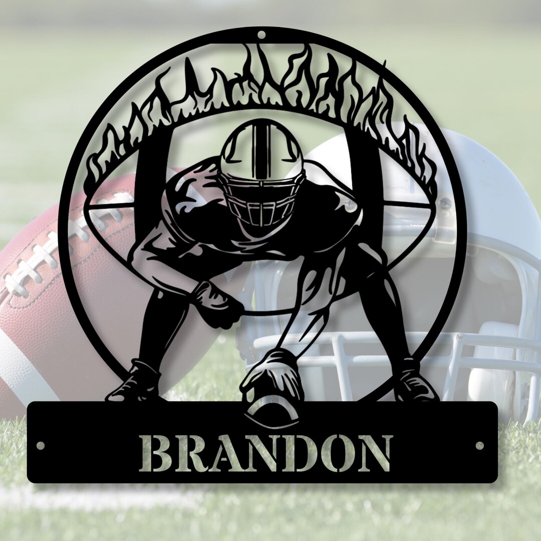 Custom Football Metal Sign, Personalized Sports Wall Decor, Man Cave ...
