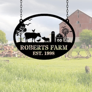 Custom Metal Farm Sign , Personalized Farmhouse Sign, Custom Metal Sign Entrance Gate Decor, Father&#39;s Day Ranch Metal Name Sign, Farmer Gift