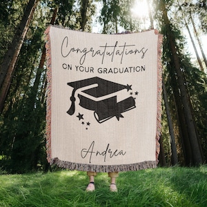 Daughter Graduation Blanket, Cotton woven Blanket, Graduation Keepsake, Blanket With Name, College Senior Gifts, Personalized Gifts for Grad