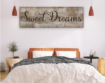 Sweet Dreams Canvas Sign, Personalized Bedroom Decor, Above Bed Sign, Kids Room Decor, Master Bedroom Wall Decor Sign, Bedroom Wall Art