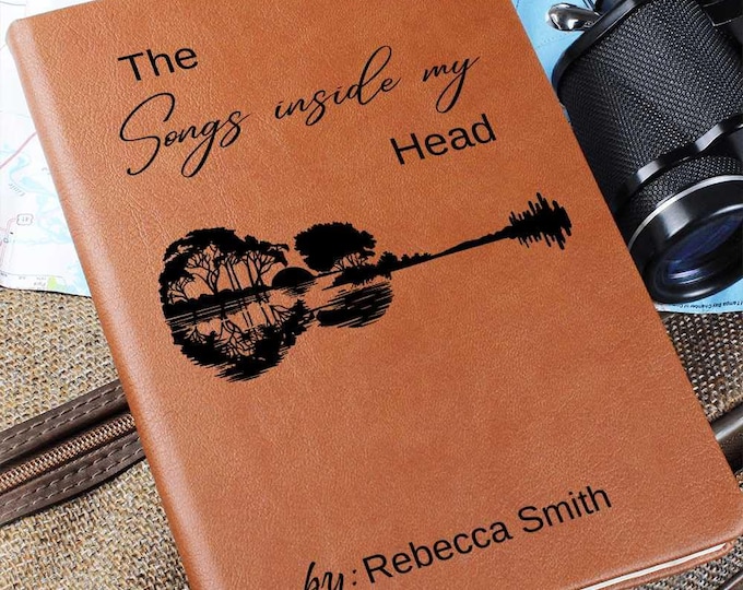 Songs Inside My Head Journal, Musician Notebook, Customized Songwriter Leather Journal, Guitarist Gifts