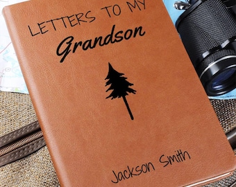 Letters To My Grandson Journal, Personalized Leather Journal Christmas or Birthday Gifts from Grandma, Custom Grandson Gifts, Keepsake Gifts