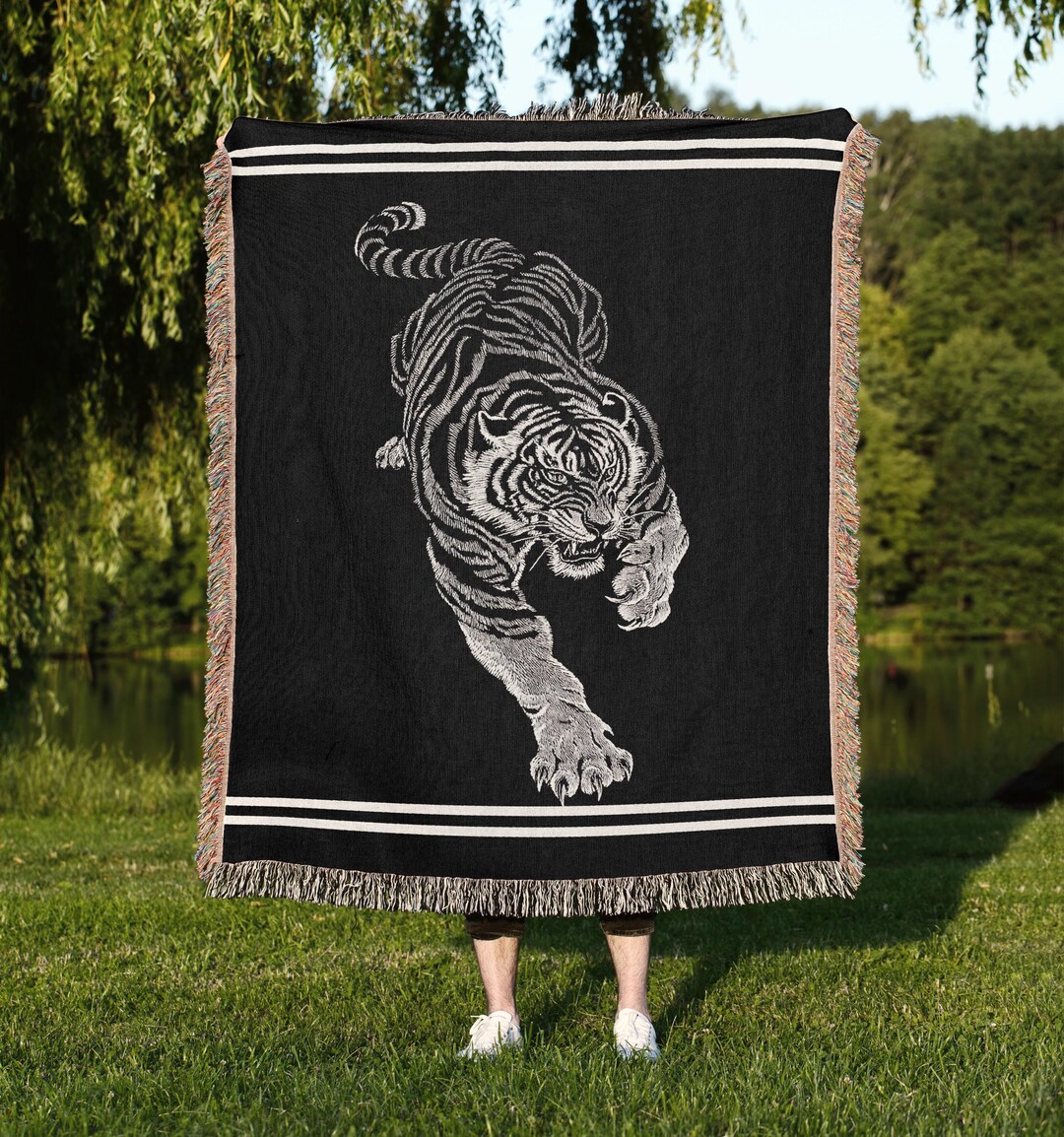 Tiger Woven Blanket, Tiger Throw Blanket, Animal Lover Gift, Wildlife ...